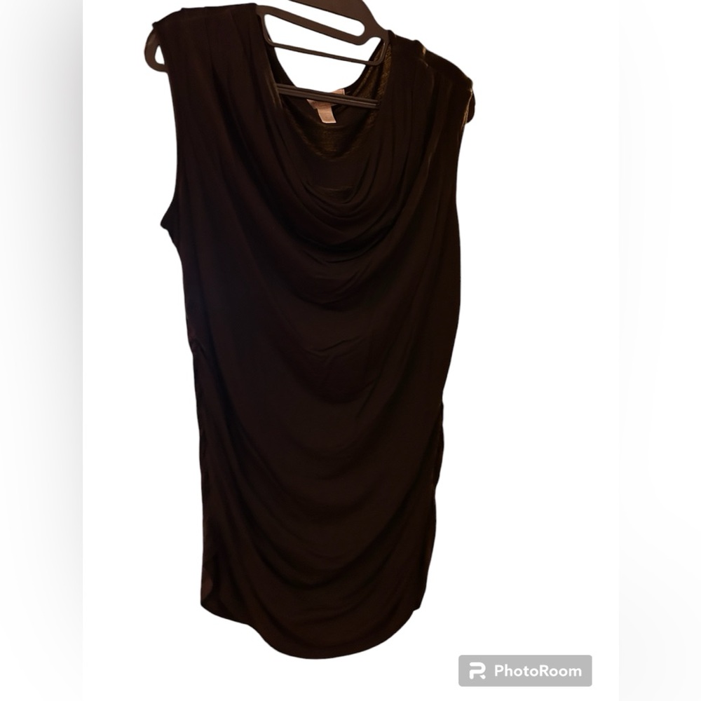 4/$20 Dress Barn brand black swoop neck dress top: EUC
